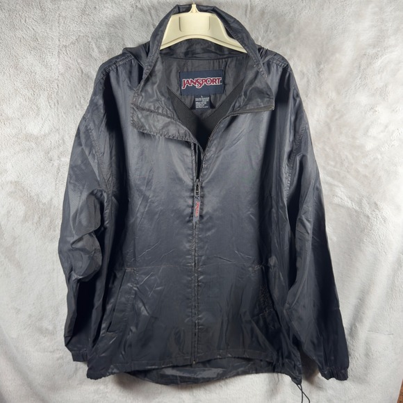 Jansport Other - Vintage Jansport Men's Black Lightweight Hooded Anorak Jacket Size L Y2K